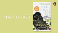 The cover of Helen Mort's book A Line Above the Sky, on a green background with its release date, March 2022
